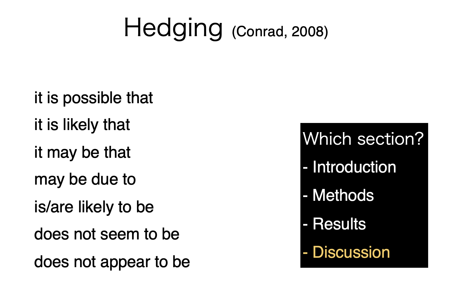 Typical hedging expressions
